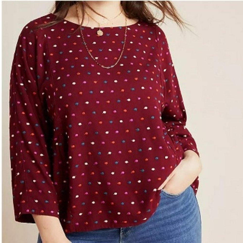 New Maeve Dottie Embroidered Blouse Top
